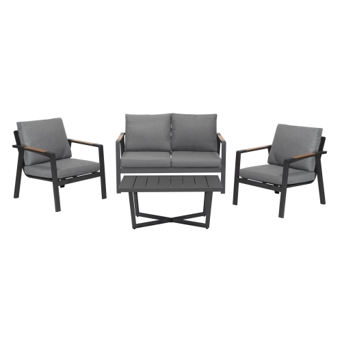 Zestaw Meble Ogrodowe Aluminiowe Sofa Dwa Fotele Stolik 201458